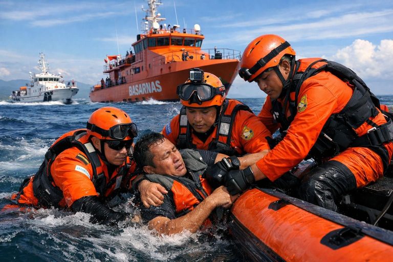 basarnas melakukan operasi penyelamatan untuk korban kecelakaan laut di perairan sulawesi, memastikan keselamatan dan bantuan cepat bagi para korban.