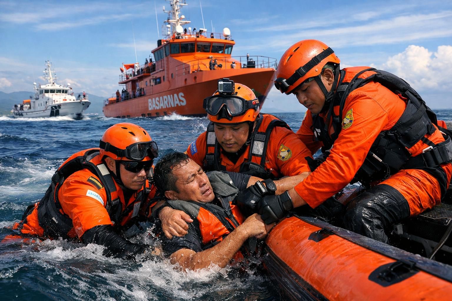basarnas melakukan operasi penyelamatan untuk korban kecelakaan laut di perairan sulawesi, memastikan keselamatan dan bantuan cepat bagi para korban.