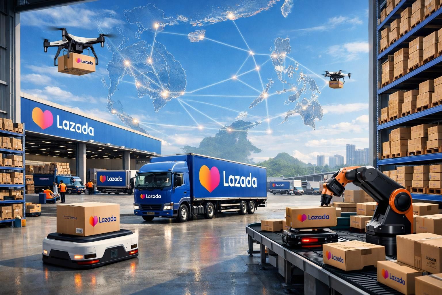 lazada memperkuat jaringan logistiknya di asia tenggara untuk meningkatkan kecepatan dan efisiensi pengiriman, memberikan pengalaman belanja online yang lebih baik bagi pelanggan.