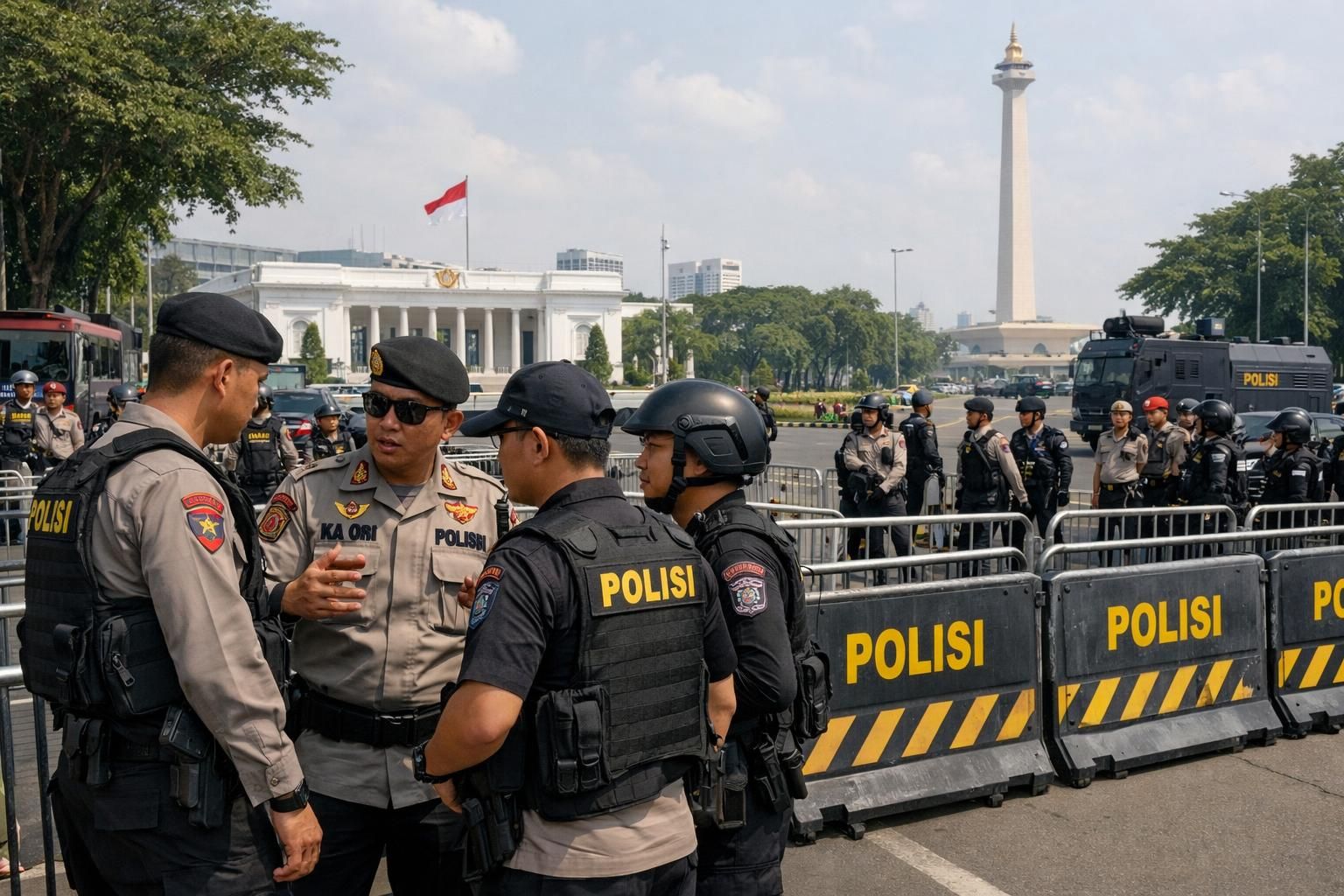 polri meningkatkan pengamanan ketat di pusat pemerintahan menjelang pelantikan pejabat daerah untuk memastikan kelancaran dan keamanan acara berlangsung dengan sukses.