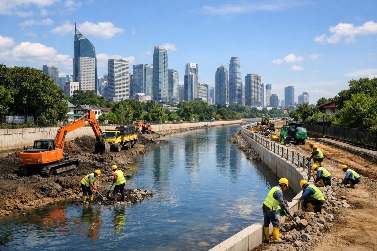 pemerintah jakarta memulai normalisasi sungai guna mengurangi risiko banjir tahunan dan meningkatkan keselamatan warga.