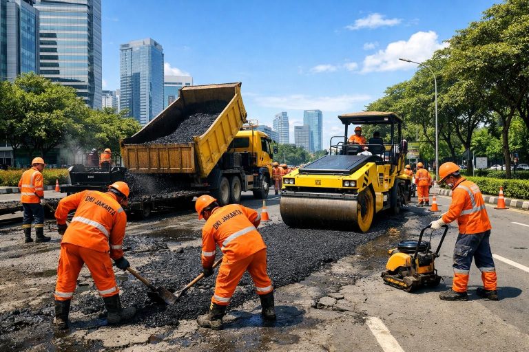 pemprov dki jakarta mempercepat perbaikan jalan yang rusak akibat cuaca ekstrem untuk memastikan kenyamanan dan keselamatan warga.