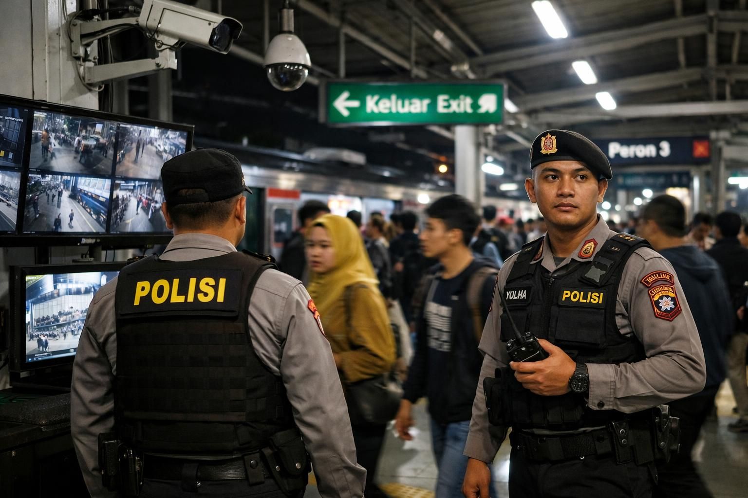 polisi meningkatkan pengamanan fasilitas publik di kota-kota besar indonesia untuk menjaga keamanan dan kenyamanan masyarakat.
