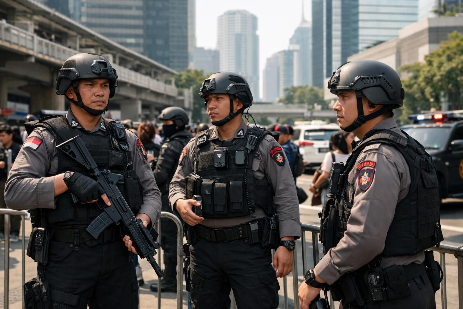 polisi meningkatkan pengamanan fasilitas publik di kota-kota besar indonesia untuk memastikan keselamatan dan ketertiban masyarakat.