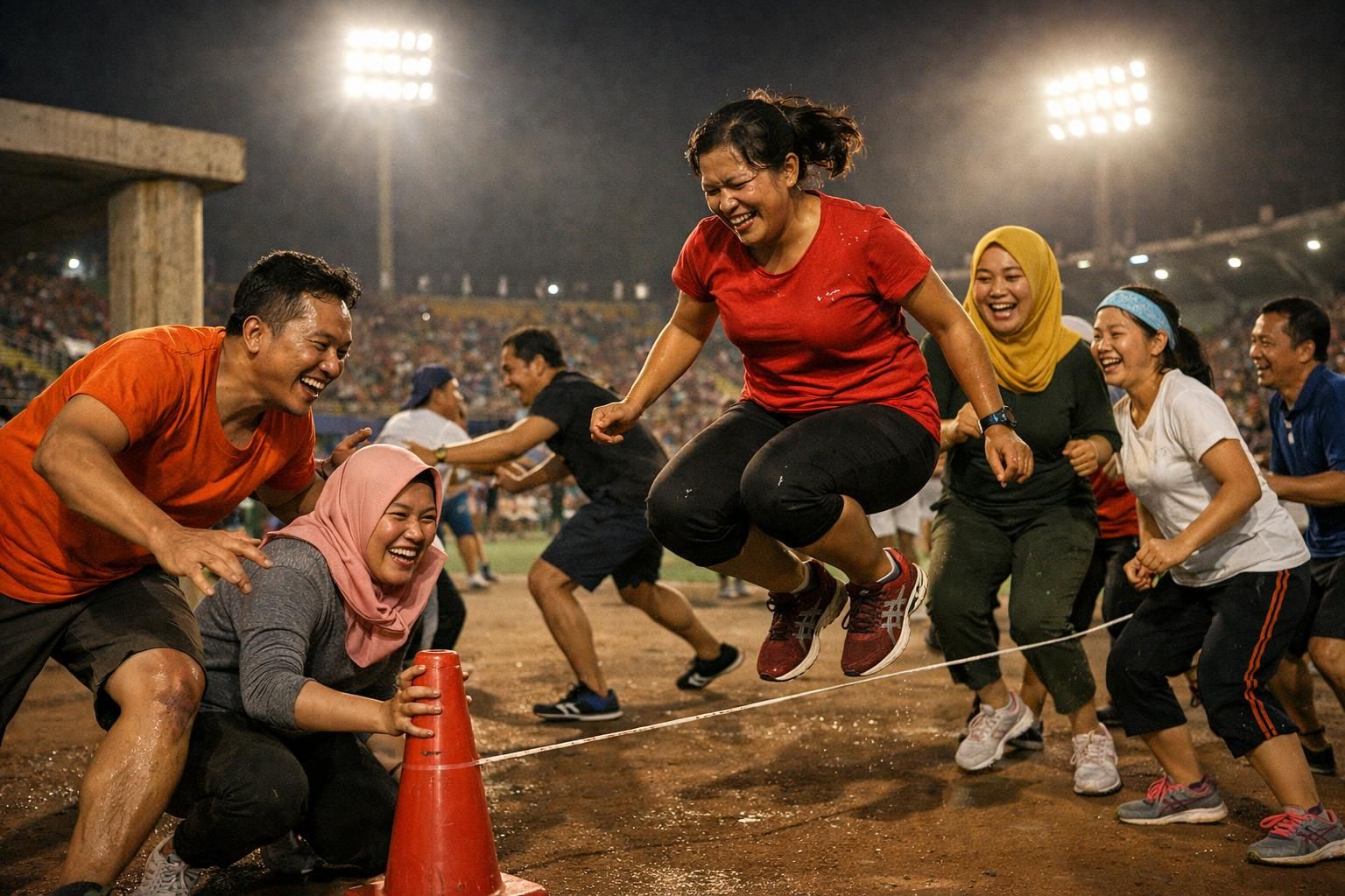 orang indonesia menemukan cara unik untuk mengatasi stres dengan bermain permainan anak-anak yang menyenangkan dan menyegarkan pikiran.